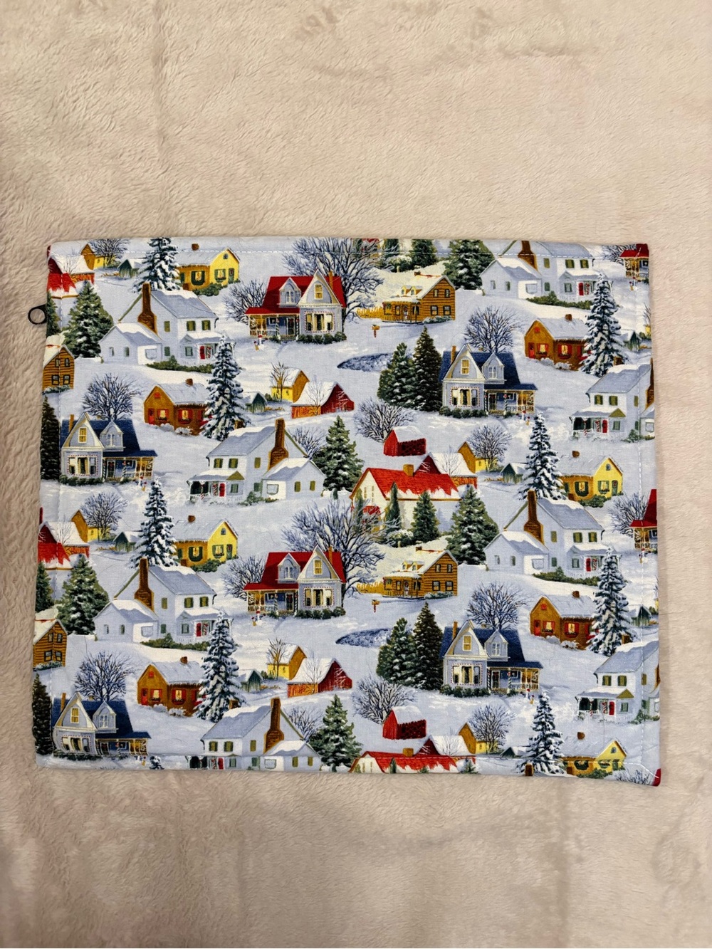 Cross Stitch Pouch. Floral Vinyl Pouch with Village Print Trim - Yellow - Picture 2 of 3